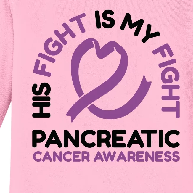 His Fight Is My Fight Pancreatic Cancer Awareness Baby Long Sleeve Bodysuit