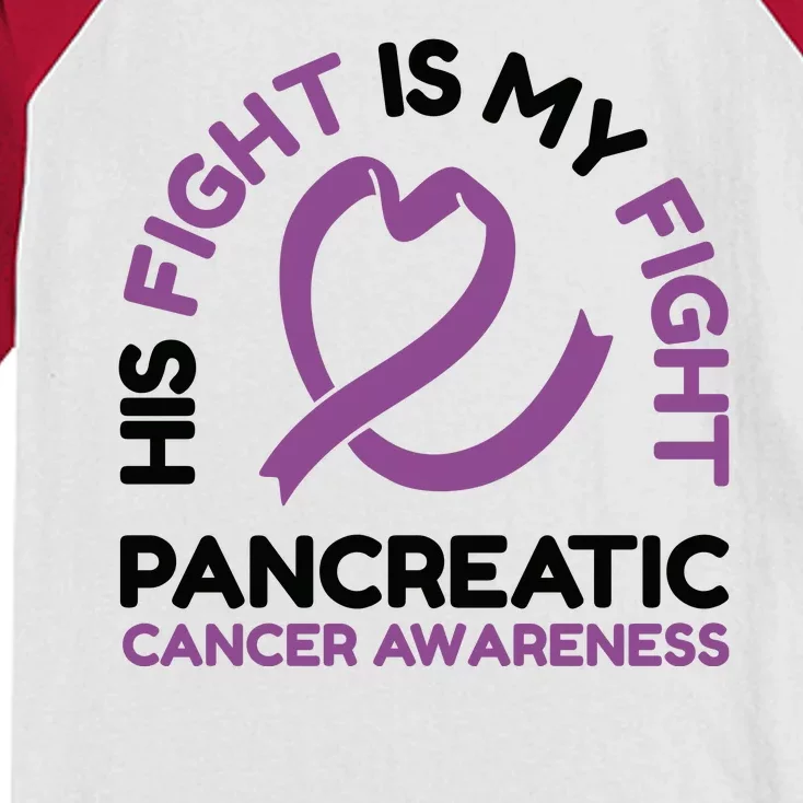 His Fight Is My Fight Pancreatic Cancer Awareness Kids Colorblock Raglan Jersey