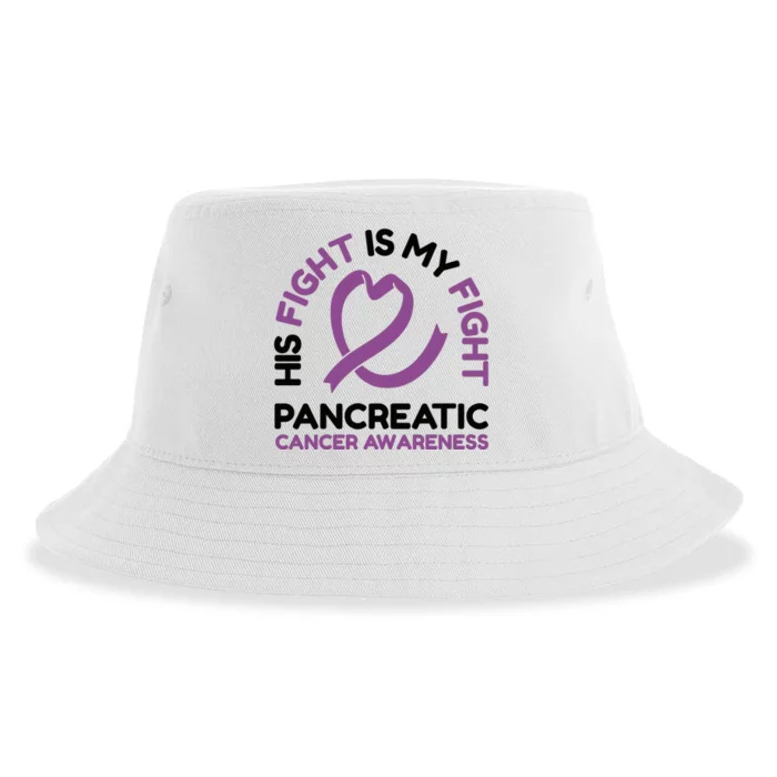 His Fight Is My Fight Pancreatic Cancer Awareness Sustainable Bucket Hat