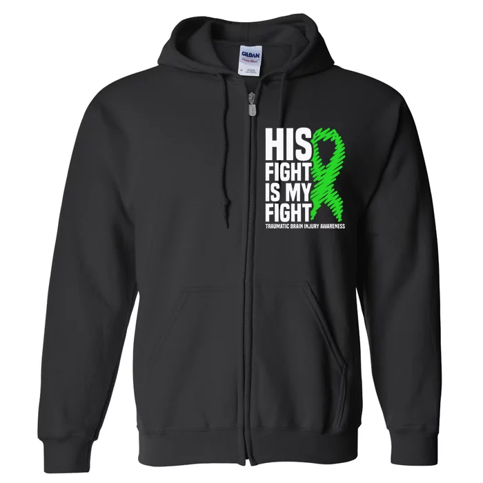 His Fight Is My Fight Traumatic Brain Injury Awareness Full Zip Hoodie