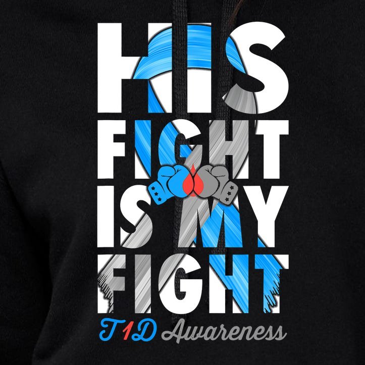 His Fight Is My Fight T1D Type 1 Diabetes Awareness Ribbon Crop Top Hoodie