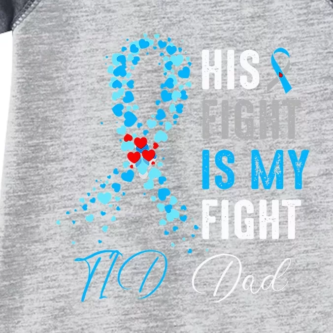 His Fight is My Fight T1D Dad Diabetes Awareness Ribbon Infant Baby Jersey Bodysuit