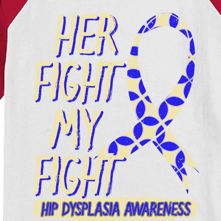 Her Fight Is My Fight Hip Dysplasia Awareness Ribbon Patient Gift Kids Colorblock Raglan Jersey