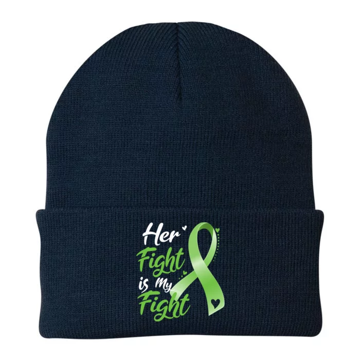 Her Fight Is My Fight Lymphoma Cancer Awareness Ribbon Mom Gift Knit Cap Winter Beanie