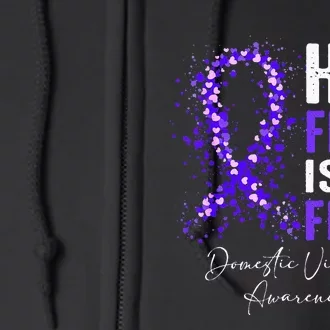 Her Fight Is My Fight Ribbon Domestic Violence Awareness Full Zip Hoodie