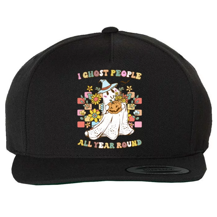 Halloween Funny I Ghost People Year Round Groovy Gift Wool Snapback Cap