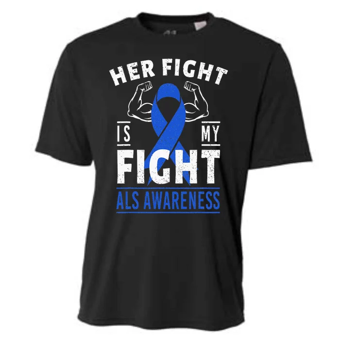 Her Fight is My Fight ALS Awareness Blue Ribbon Support Team Cooling Performance Crew T-Shirt