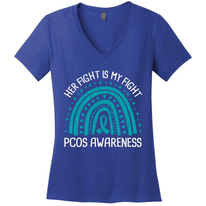 Her Fight Is My Fight Pcos Awareness Cool Gift Women's V-Neck T-Shirt