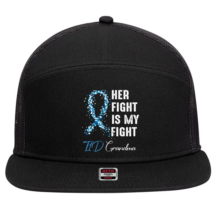 Her Fight Is My Fight T1D Grandma Type 1 Diabetes Awareness 7 Panel Mesh Trucker Snapback Hat