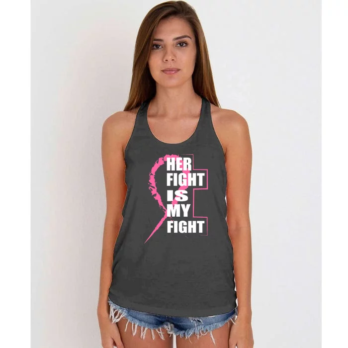 Her Fight Is My Fight Breast Cancer Women's Knotted Racerback Tank