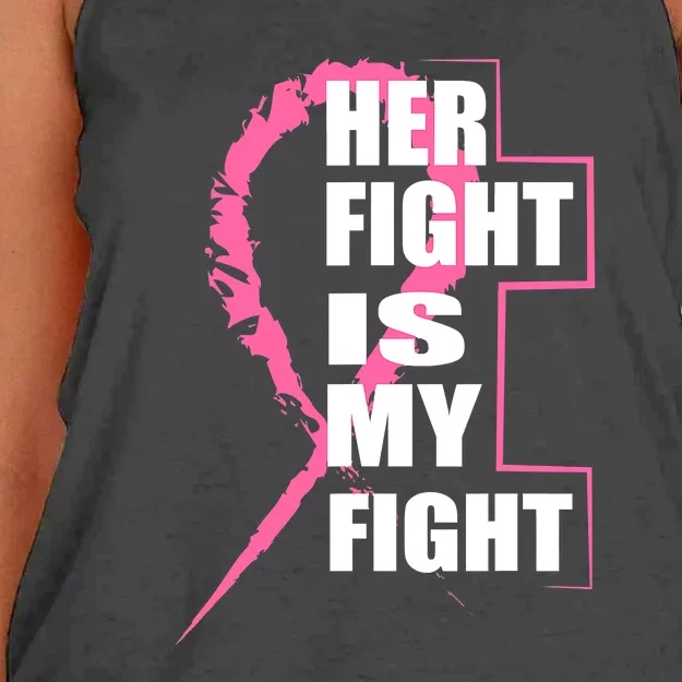 Her Fight Is My Fight Breast Cancer Women's Knotted Racerback Tank