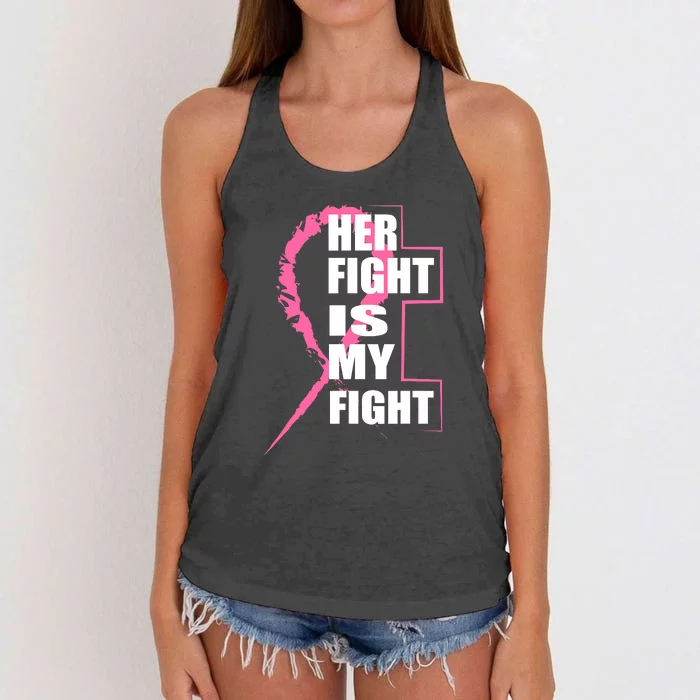 Her Fight Is My Fight Breast Cancer Women's Knotted Racerback Tank