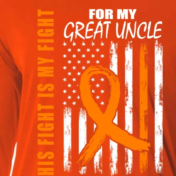 His Fight Is My Fight Great Uncle Ney Cancer Usa Flag Gift Cooling Performance Long Sleeve Crew