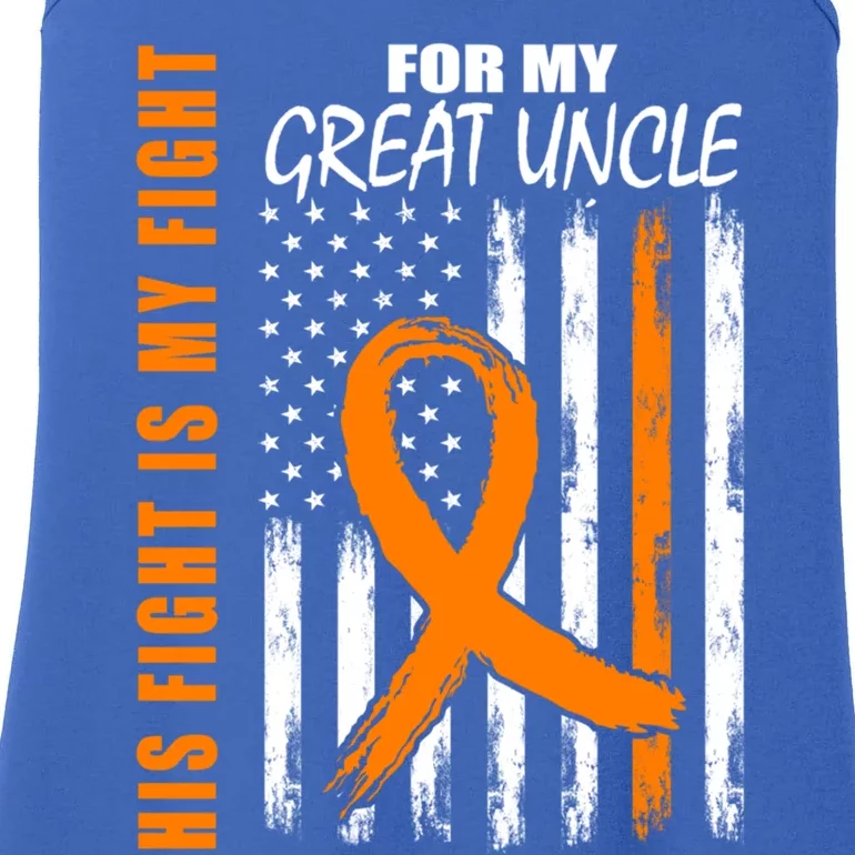 His Fight Is My Fight Great Uncle Ney Cancer Usa Flag Gift Ladies Essential Tank