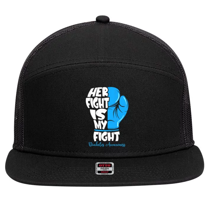 Her Fight Is My Fight T1D Mom Type 1 Diabetes Awareness 7 Panel Mesh Trucker Snapback Hat