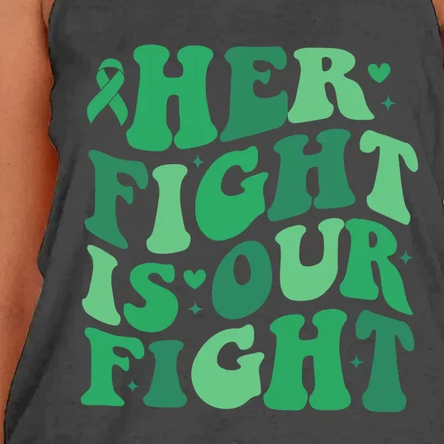 Her Fight Is Our Fight Liver Cancer Support Squad Women's Knotted Racerback Tank