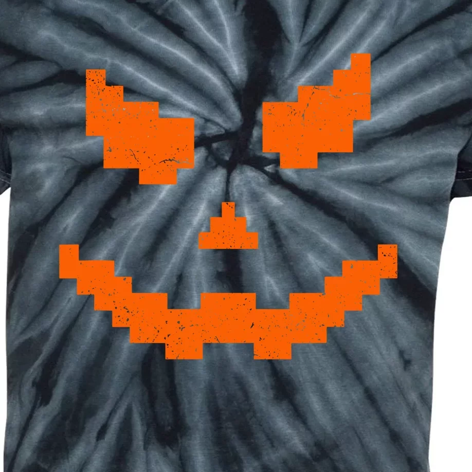 Halloween Funny Jack O Lantern Pumpkin Evil Smile Pixel Game Gift Kids Tie-Dye T-Shirt