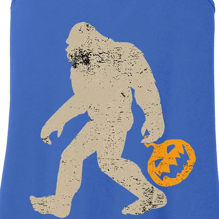 Halloween Funny Jack O Lantern Pumpkin Bigfoot Costume Ladies Essential Tank