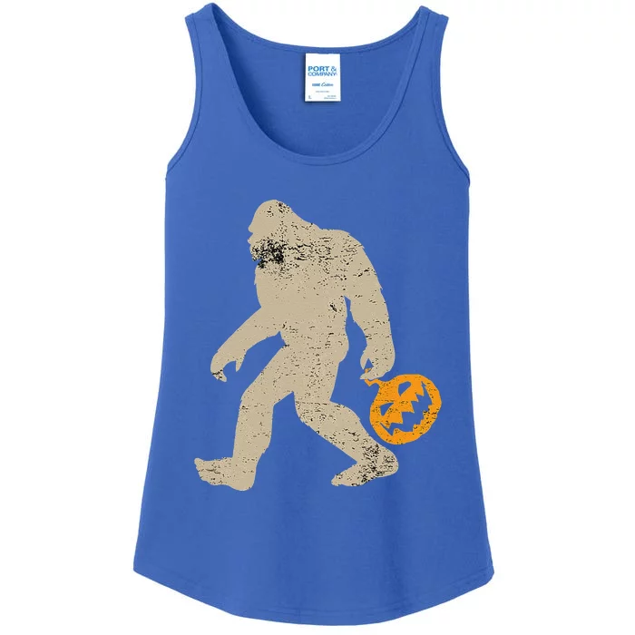 Halloween Funny Jack O Lantern Pumpkin Bigfoot Costume Ladies Essential Tank