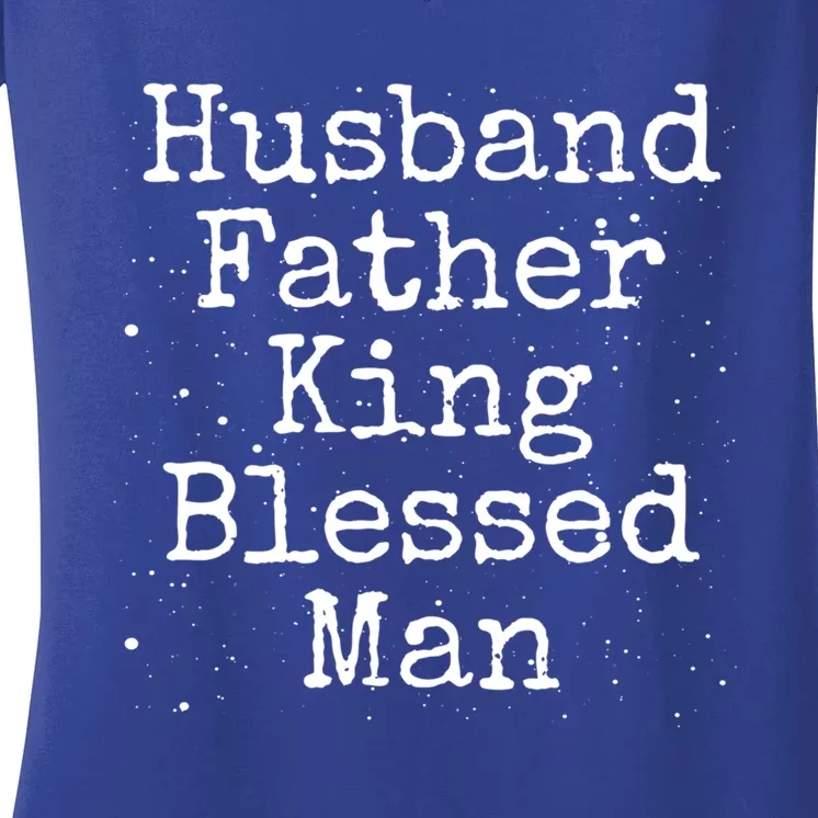 Husband Father King Blessed African American Dad Pride Gift Women's V-Neck T-Shirt