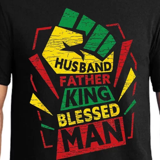 Husband Father King Blessed Man Black Dad Gift Pajama Set