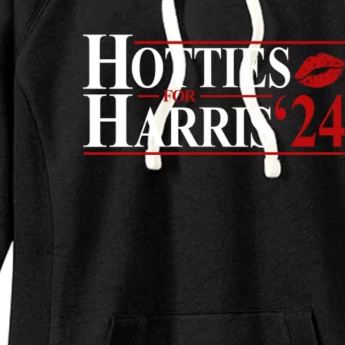 Hotties For Kamala Harris 2024 Smooch Lip Funny Politcal Women's Fleece Hoodie