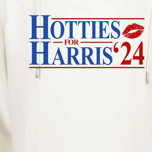 Hotties For Kamala Harris 2024 Smooch Lip Funny Politcal Womens Funnel Neck Pullover Hood