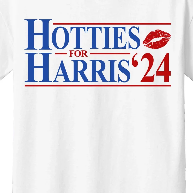 Hotties For Kamala Harris 2024 Smooch Lip Funny Politcal Kids T-Shirt