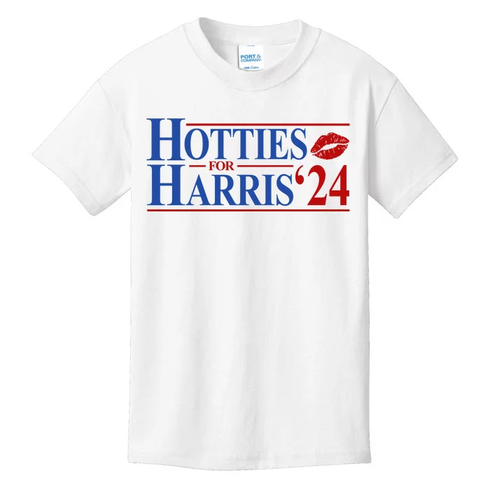 Hotties For Kamala Harris 2024 Smooch Lip Funny Politcal Kids T-Shirt