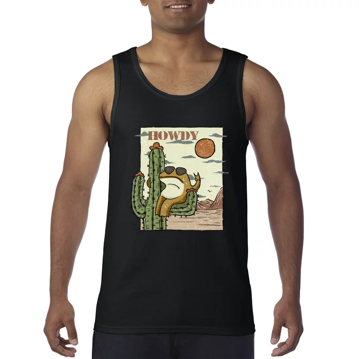 Howdy Funny Kawaii Frog Cute Cactus Gift Tank Top