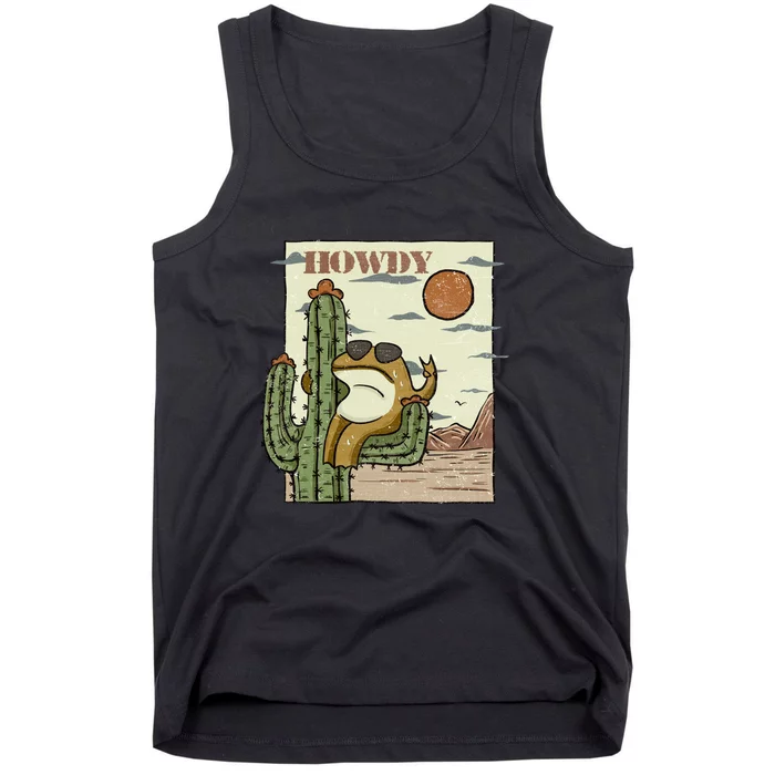 Howdy Funny Kawaii Frog Cute Cactus Gift Tank Top