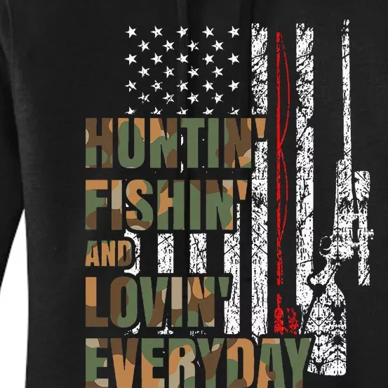 Hunting Fishing Loving Everyday American Deer Hunter Patriot Women's Pullover Hoodie