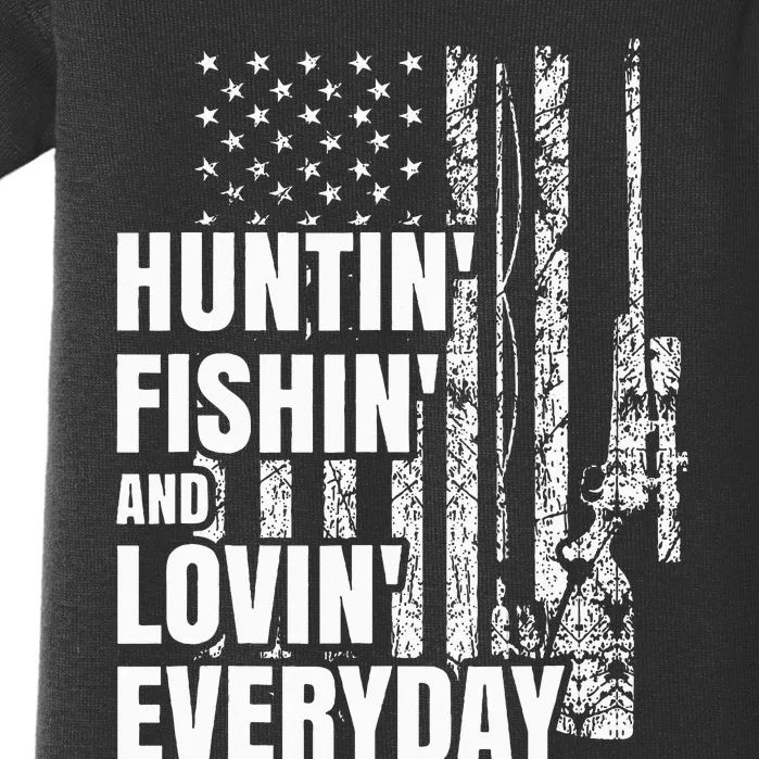 Hunting Fishing Loving Everyday American Deer Hunter Patriot Baby Bodysuit