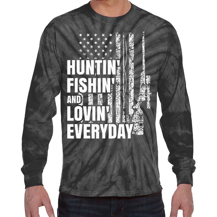 Hunting Fishing Loving Everyday American Deer Hunter Patriot Tie-Dye Long Sleeve Shirt