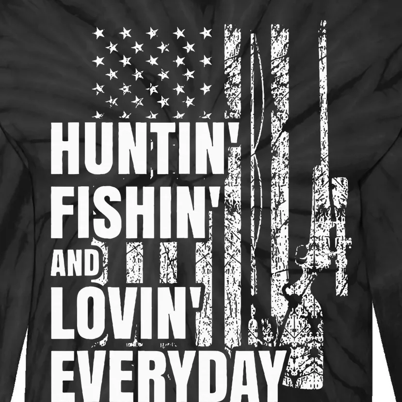 Hunting Fishing Loving Everyday American Deer Hunter Patriot Tie-Dye Long Sleeve Shirt