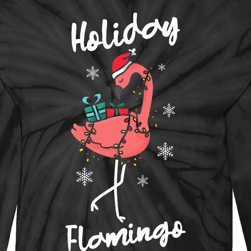 Holiday Flamingo Lover Christmas Holiday Season Tie-Dye Long Sleeve Shirt