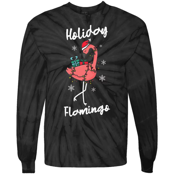 Holiday Flamingo Lover Christmas Holiday Season Tie-Dye Long Sleeve Shirt