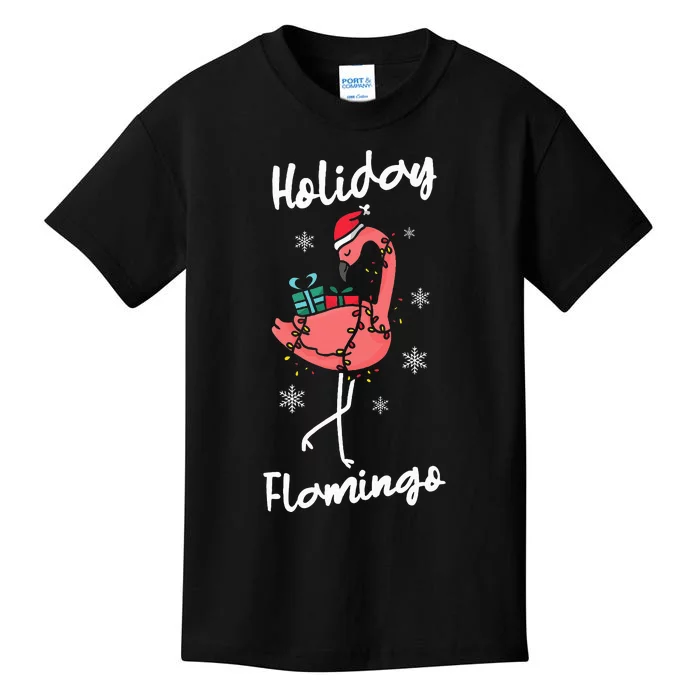 Holiday Flamingo Lover Christmas Holiday Season Kids T-Shirt