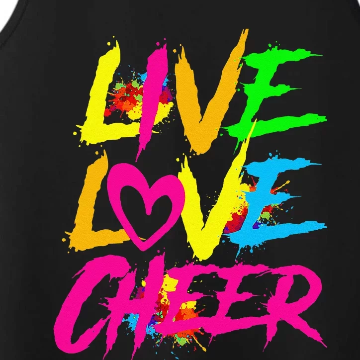 Happy Funny Live Love Cheer Cute Cheer Leader Performance Tank