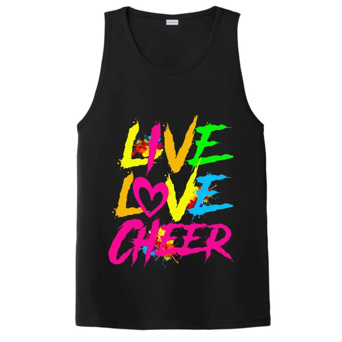 Happy Funny Live Love Cheer Cute Cheer Leader Performance Tank