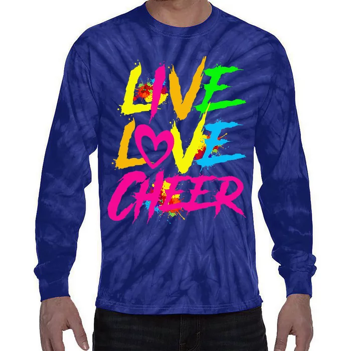 Happy Funny Live Love Cheer Cute Cheer Leader Tie-Dye Long Sleeve Shirt