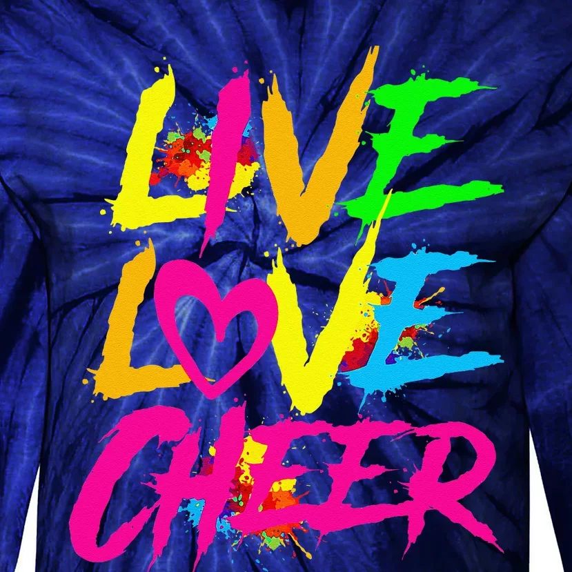 Happy Funny Live Love Cheer Cute Cheer Leader Tie-Dye Long Sleeve Shirt