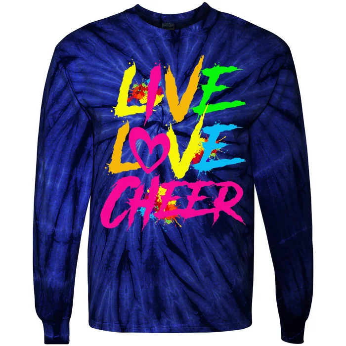 Happy Funny Live Love Cheer Cute Cheer Leader Tie-Dye Long Sleeve Shirt