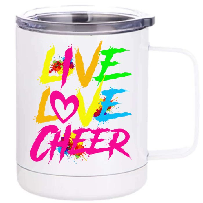 Happy Funny Live Love Cheer Cute Cheer Leader Front & Back 12oz Stainless Steel Tumbler Cup