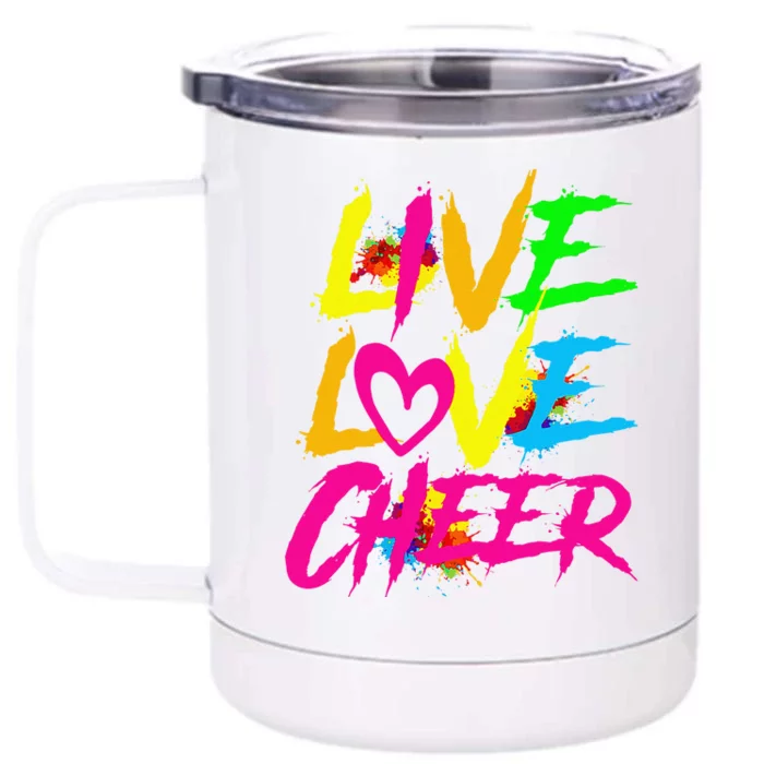 Happy Funny Live Love Cheer Cute Cheer Leader Front & Back 12oz Stainless Steel Tumbler Cup