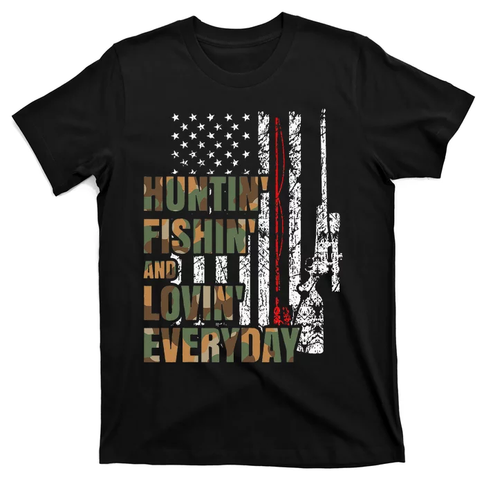 Hunting Fishing Loving Everyday American Deer Hunter Patriot T-Shirt