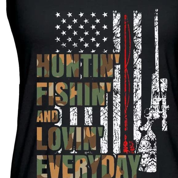 Hunting Fishing Loving Everyday American Deer Hunter Patriot Ladies Essential Flowy Tank