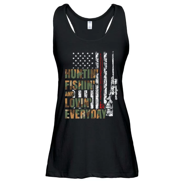 Hunting Fishing Loving Everyday American Deer Hunter Patriot Ladies Essential Flowy Tank