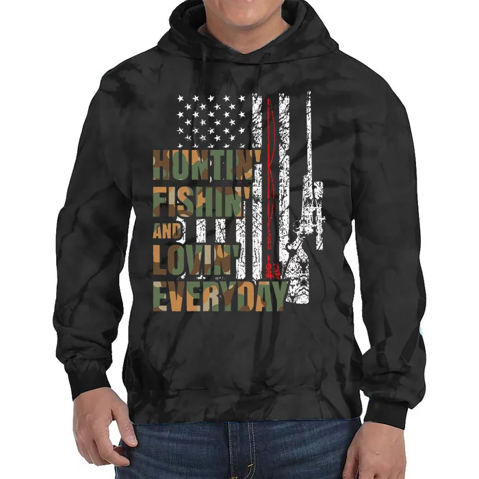 Hunting Fishing Loving Everyday American Deer Hunter Patriot Tie Dye Hoodie