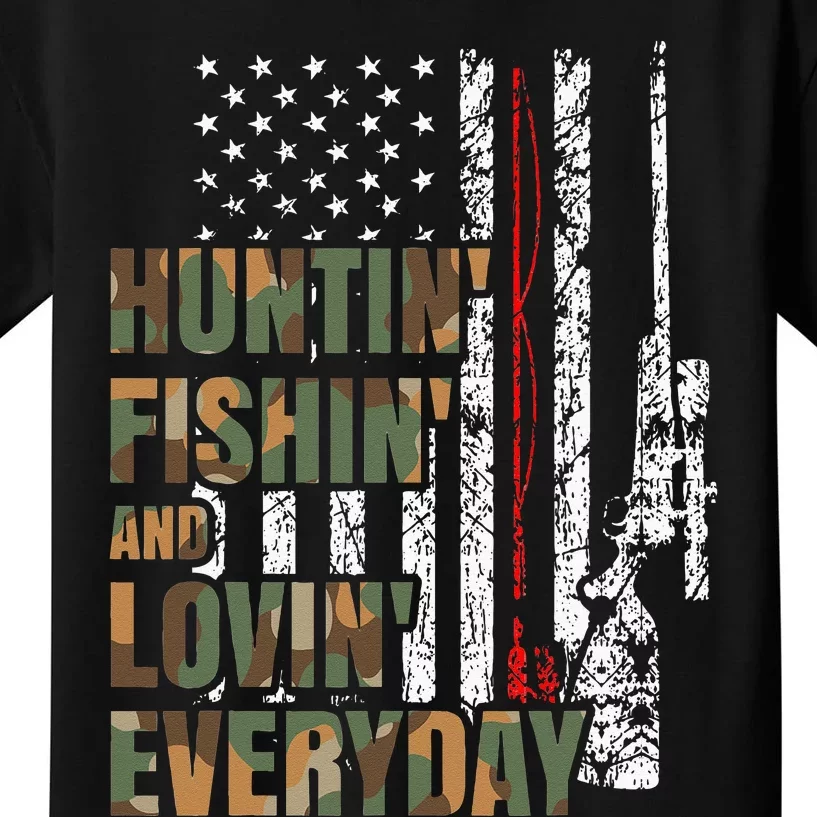 Hunting Fishing Loving Everyday American Deer Hunter Patriot Kids T-Shirt